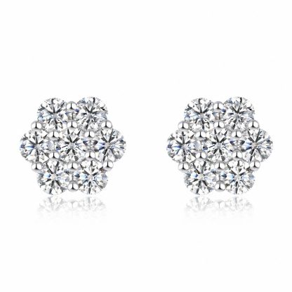 Niche Floral-Shaped Moissanite Design 925 Sterling Silver Stud Earrings