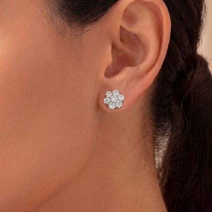 Niche Floral-Shaped Moissanite Design 925 Sterling Silver Stud Earrings