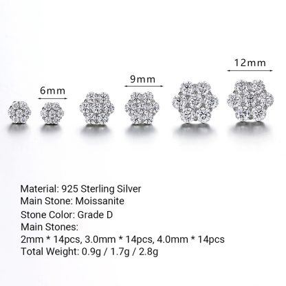 Niche Floral-Shaped Moissanite Design 925 Sterling Silver Stud Earrings