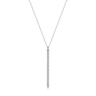 Moissanite Geometric Vertical Bar Pendant  In 925 Sterling Silver Necklace