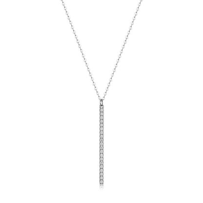 Moissanite Geometric Vertical Bar Pendant  In 925 Sterling Silver Necklace