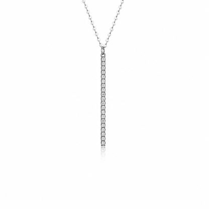 Moissanite Geometric Vertical Bar Pendant  In 925 Sterling Silver Necklace