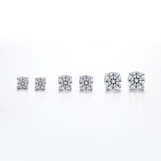 Round D Color Moissanite Four Prong 925 Sterling Silver Stud Earrings
