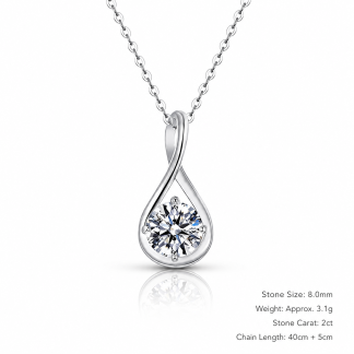 Modern Water Drop Twist Moissanite 925 Sterling Silver Necklace