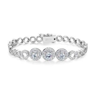 Mossanite Openwork Circle Bracelet for Women Unique Design 925 Sterling Silver Bracelet