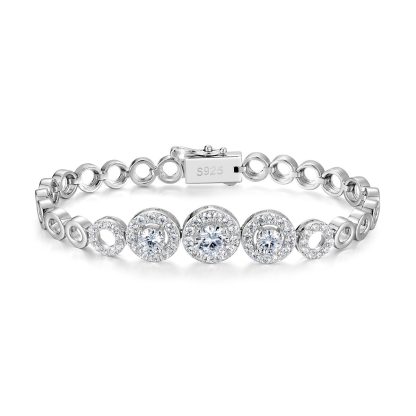 Mossanite Openwork Circle Bracelet for Women Unique Design 925 Sterling Silver Bracelet