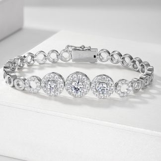 Mossanite Openwork Circle Bracelet for Women Unique Design 925 Sterling Silver Bracelet