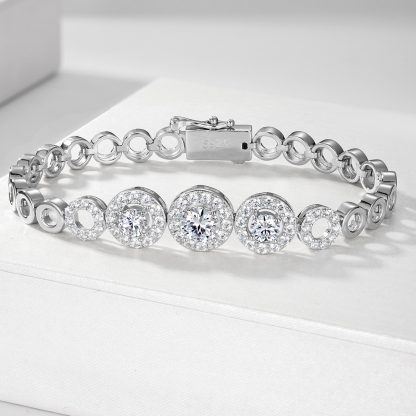 Mossanite Openwork Circle Bracelet for Women Unique Design 925 Sterling Silver Bracelet