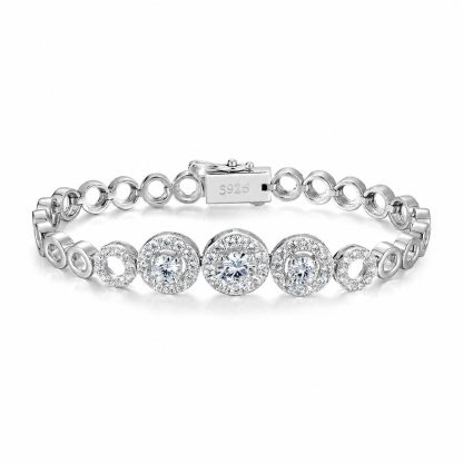 Mossanite Openwork Circle Bracelet for Women Unique Design 925 Sterling Silver Bracelet