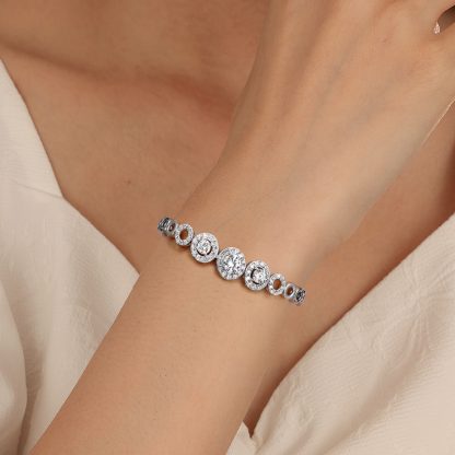 Mossanite Openwork Circle Bracelet for Women Unique Design 925 Sterling Silver Bracelet