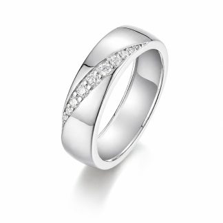 Wide-band Geometric Moissanite 925 Sterling Silver Ring