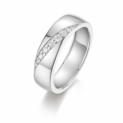 Wide-band Geometric Moissanite 925 Sterling Silver Ring