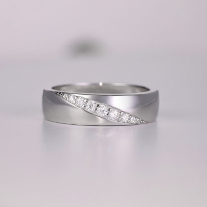 Wide-band Geometric Moissanite 925 Sterling Silver Ring