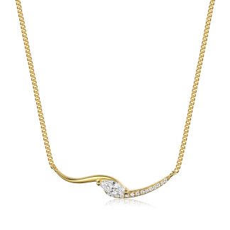 Mossanite Marquise-Cut Collar Chain 925 Sterling Silver Necklace