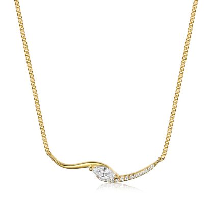 Mossanite Marquise-Cut Collar Chain 925 Sterling Silver Necklace