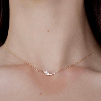 Mossanite Marquise-Cut Collar Chain 925 Sterling Silver Necklace