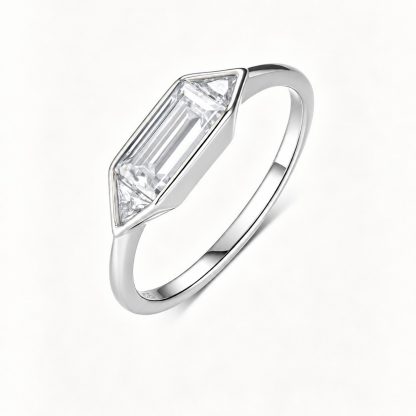 Minimalist Lightly Luxurious Geometric Moissanite 925 Sterling Silver Ring