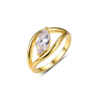 Marquise Moissanite Openwork Bypass 925 Sterling Silver Minimalist Geometric Ring