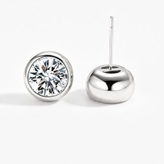 Round Bubble-Cut Moissanite 925 Sterling Silver Stud Earrings