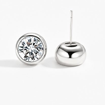 Round Bubble-Cut Moissanite 925 Sterling Silver Stud Earrings