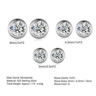Round Bubble-Cut Moissanite 925 Sterling Silver Stud Earrings