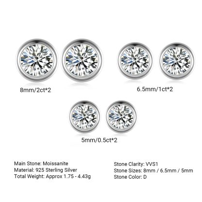 Round Bubble-Cut Moissanite 925 Sterling Silver Stud Earrings