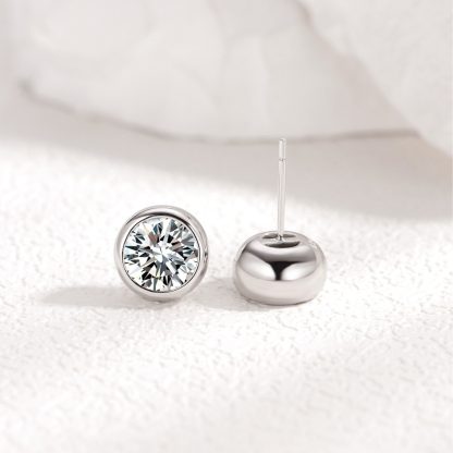 Round Bubble-Cut Moissanite 925 Sterling Silver Stud Earrings