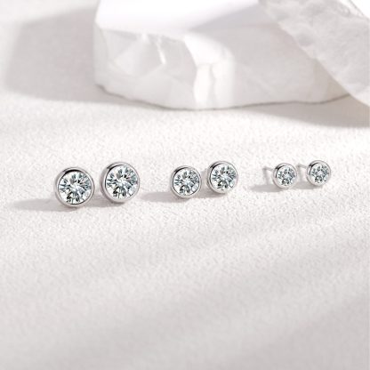 Round Bubble-Cut Moissanite 925 Sterling Silver Stud Earrings