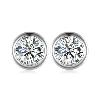 Round Bubble-Cut Moissanite 925 Sterling Silver Stud Earrings