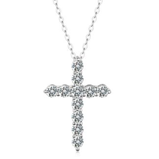 Round Moissanite 925 Sterling Silver Religious Cross Pendant Necklace
