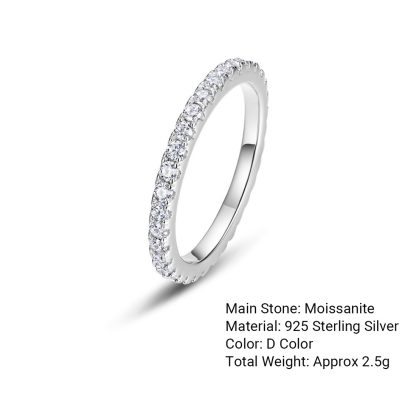 Round Moissanite Fully Set 925 Sterling Silver Ring