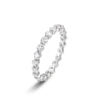 Sparkling Cubic Zirconia 925 Sterling Silver Round Ring