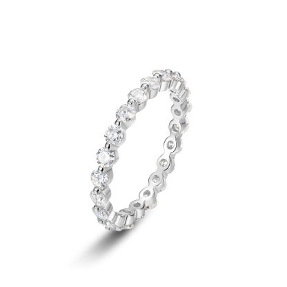Sparkling Cubic Zirconia 925 Sterling Silver Round Ring