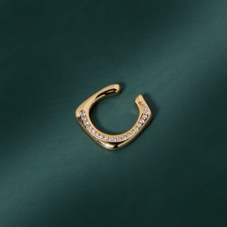 Classic Irregular CZ Circle 925 Sterling Silver Non-Pierced Earring (Single)