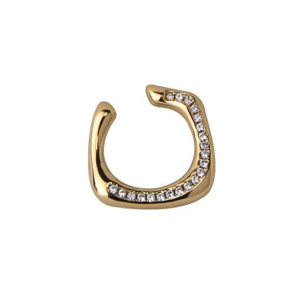 Classic Irregular CZ Circle 925 Sterling Silver Non-Pierced Earring (Single)