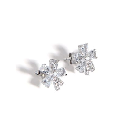 Beautiful CZ Bowknot 925 Sterling Silver Stud Earrings