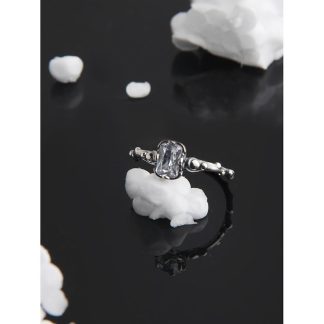 Vintage Skeleton Rectangle CZ 925 Sterling Silver Adjustable Ring
