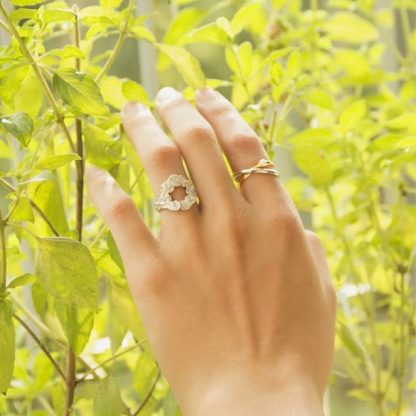 Fashion Two Tone Cross Shell Pearl 925 Sterling Silver Adjustable Ring