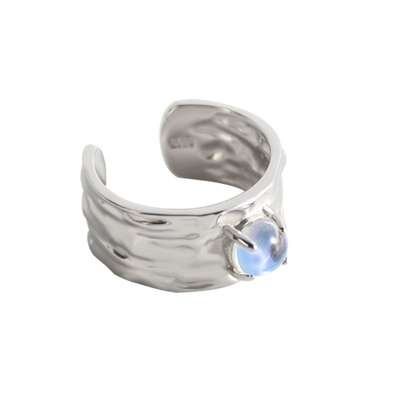 Irregular Natural Moonstone 925 Sterling Silver Adjustable Ring