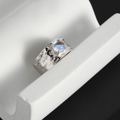 Irregular Natural Moonstone 925 Sterling Silver Adjustable Ring