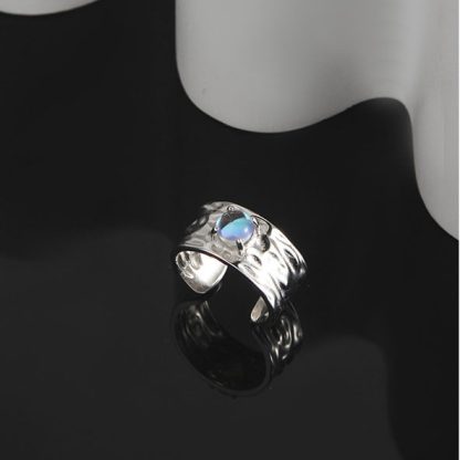 Irregular Natural Moonstone 925 Sterling Silver Adjustable Ring