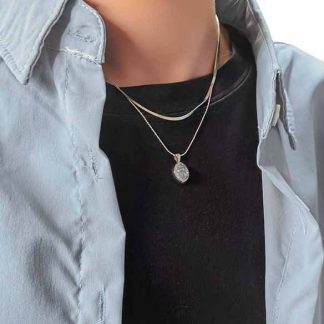 Simple Oval Natural Moonstone 925 Sterling Silver Necklace