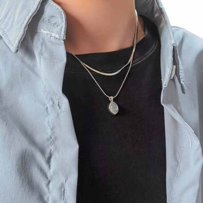 Simple Oval Natural Moonstone 925 Sterling Silver Necklace