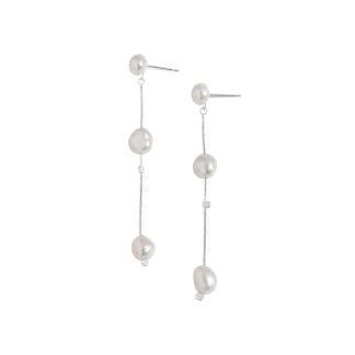Elegant Irregular Natural Pearl Tassels 925 Sterling Silver Dangling Earrings
