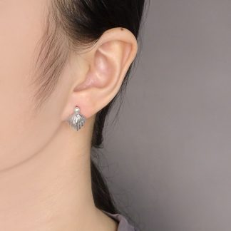 Girl Cute Shell Pearls Conch 925 Sterling Silver Hoop Earrings