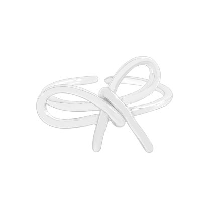 Girl Simple Geometric Lines Hollow Bow-knot 925 Sterling Silver Adjustable Ring