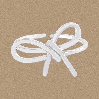 Girl Simple Geometric Lines Hollow Bow-knot 925 Sterling Silver Adjustable Ring