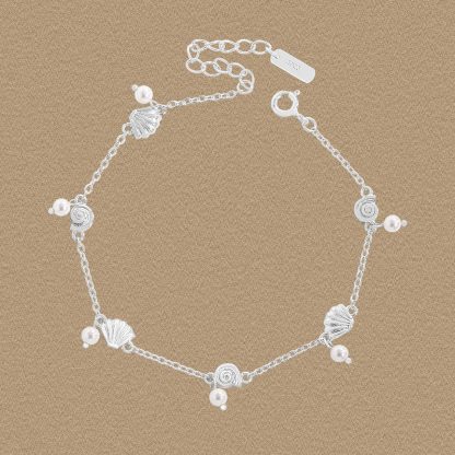 Office Cute Shell Pearl  Conch 925 Sterling Silver Bracelet