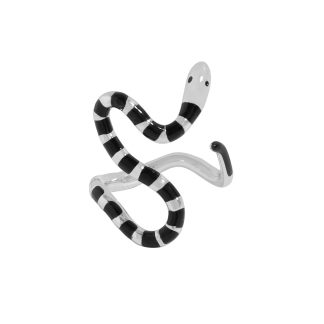 Fashion Black Epoxy Snake Shape 925 Sterling Silver Adjustable Ring