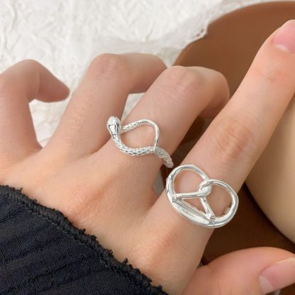 Elegant Irregular Animal Snake 925 Sterling Silver Adjustable Ring